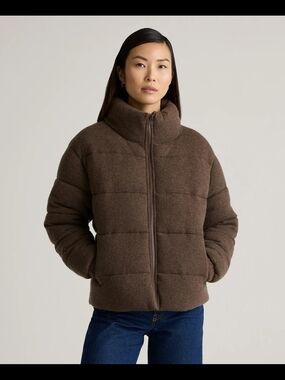 Quince Women Mongolian Cashmere Puffer Jacket Brown Outerwear $600 Sz XS, NWT